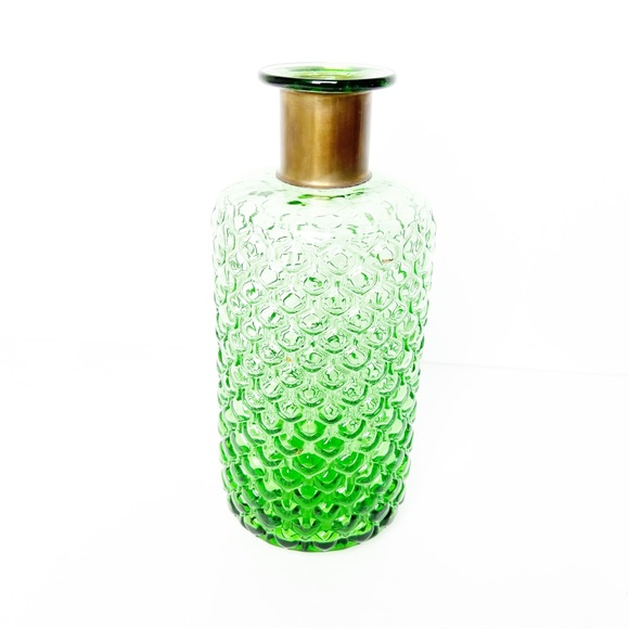 Vintage Accents Vintage Green Bubble Glass Brass Neck Vase 5 X 1